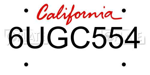 6UGC554 California License Plate