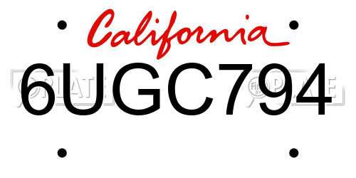 6UGC794 California License Plate