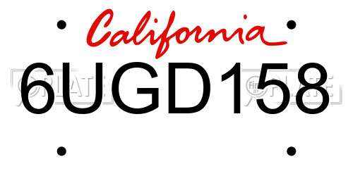 6UGD158 California License Plate