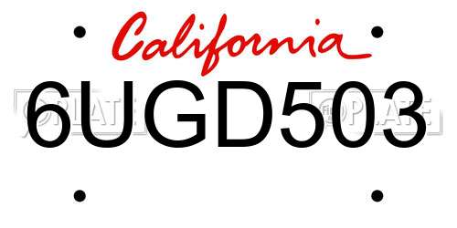 6UGD503 California License Plate