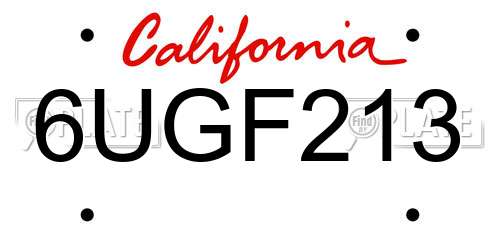 6UGF213 California License Plate