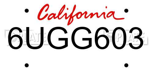 6UGG603 California License Plate