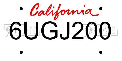 6UGJ200 California License Plate