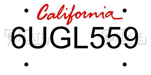 6UGL559 California License Plate