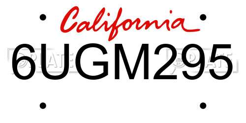 6UGM295 California License Plate