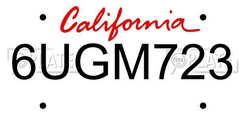 6UGM723 California License Plate