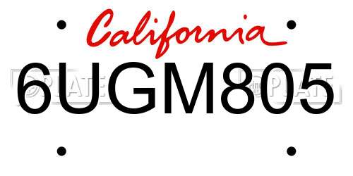 6UGM805 California License Plate