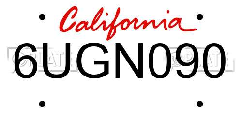 6UGN090 California License Plate