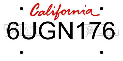 6UGN176 California License Plate