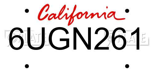 6UGN261 California License Plate