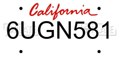6UGN581 California License Plate