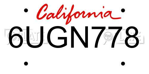 6UGN778 California License Plate
