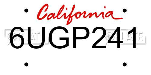 6UGP241 California License Plate