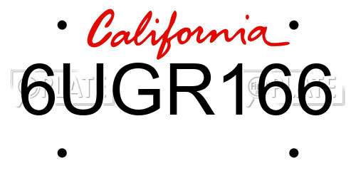 6UGR166 California License Plate