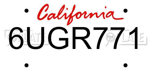 6UGR771 California License Plate
