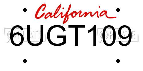 6UGT109 California License Plate