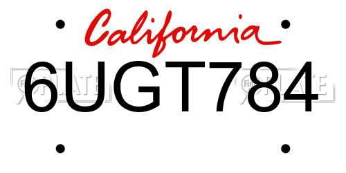 6UGT784 California License Plate