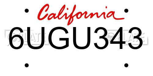 6UGU343 California License Plate