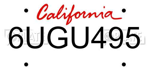 6UGU495 California License Plate
