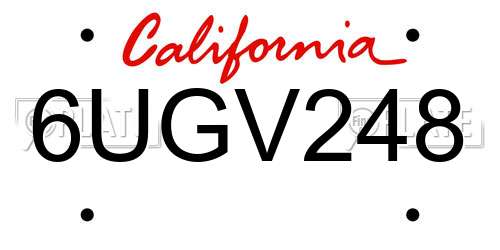 6UGV248 California License Plate