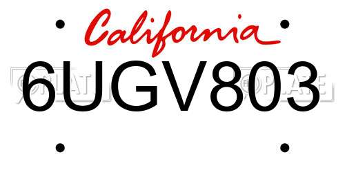 6UGV803 California License Plate