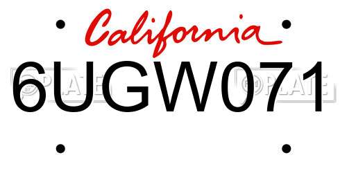 6UGW071 California License Plate