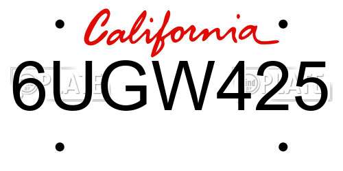 6UGW425 California License Plate