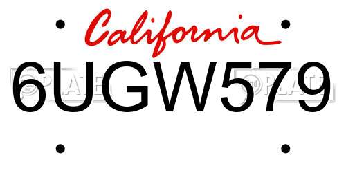 6UGW579 California License Plate