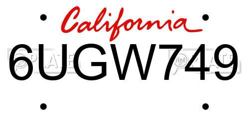 6UGW749 California License Plate