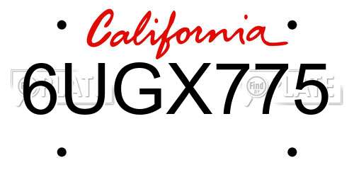 6UGX775 California License Plate