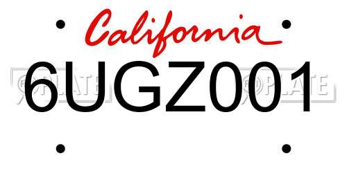 6UGZ001 California License Plate