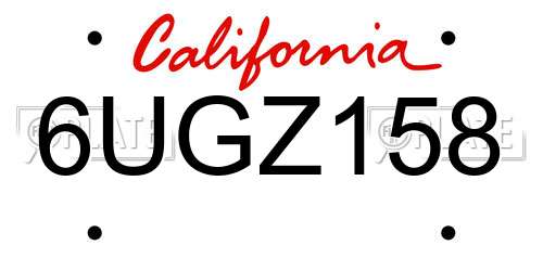 6UGZ158 California License Plate