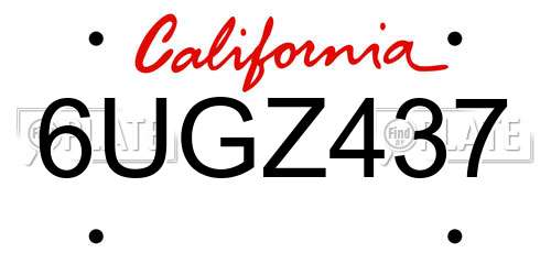 6UGZ437 California License Plate