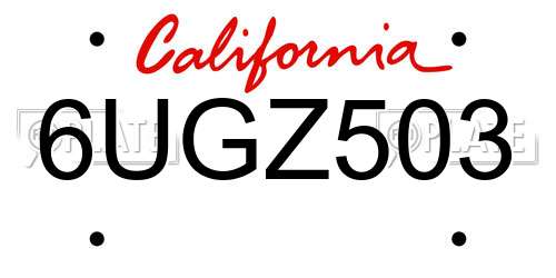6UGZ503 California License Plate