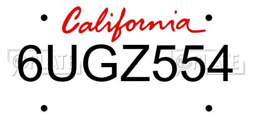 6UGZ554 California License Plate