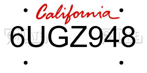 6UGZ948 California License Plate