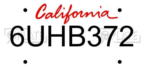6UHB372 California License Plate