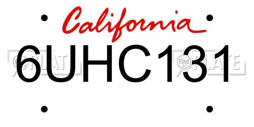 6UHC131 California License Plate