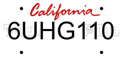 6UHG110 California License Plate