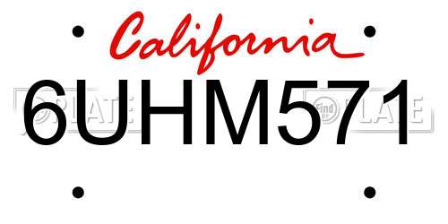 6UHM571 California License Plate