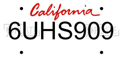 6UHS909 California License Plate