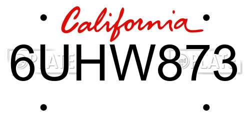 6UHW873 California License Plate