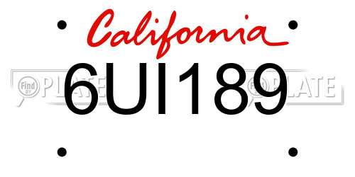 6UI189 California License Plate