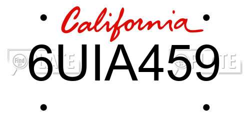 6UIA459 California License Plate