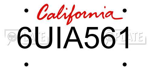 6UIA561 California License Plate
