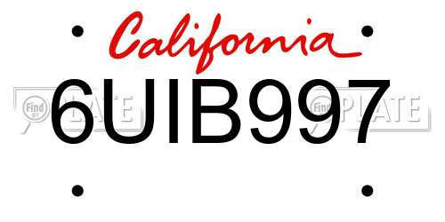 6UIB997 California License Plate