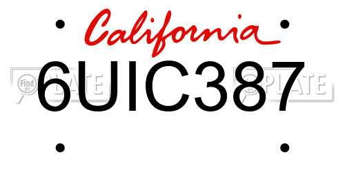 6UIC387 California License Plate