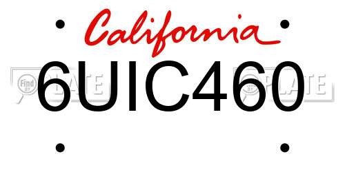 6UIC460 California License Plate