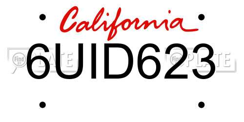 6UID623 California License Plate