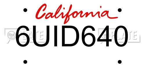 6UID640 California License Plate